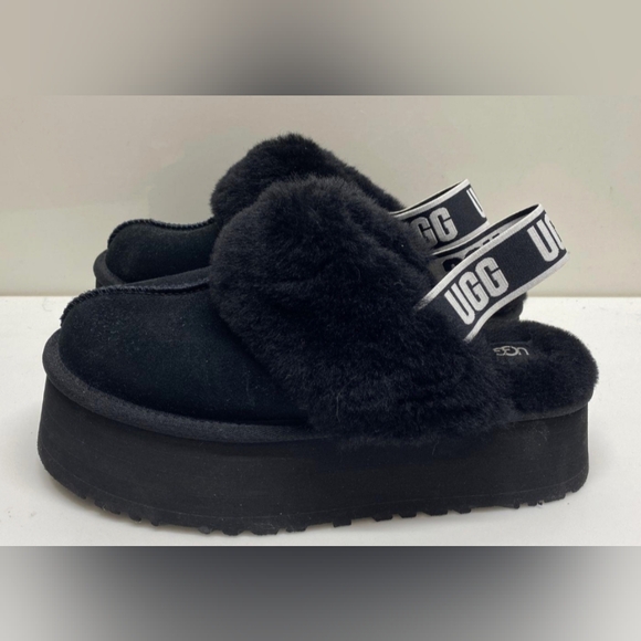 UGG Wmns Funkette Slipper 'Black' Shoes Size 10 Like New - Picture 7 of 10
